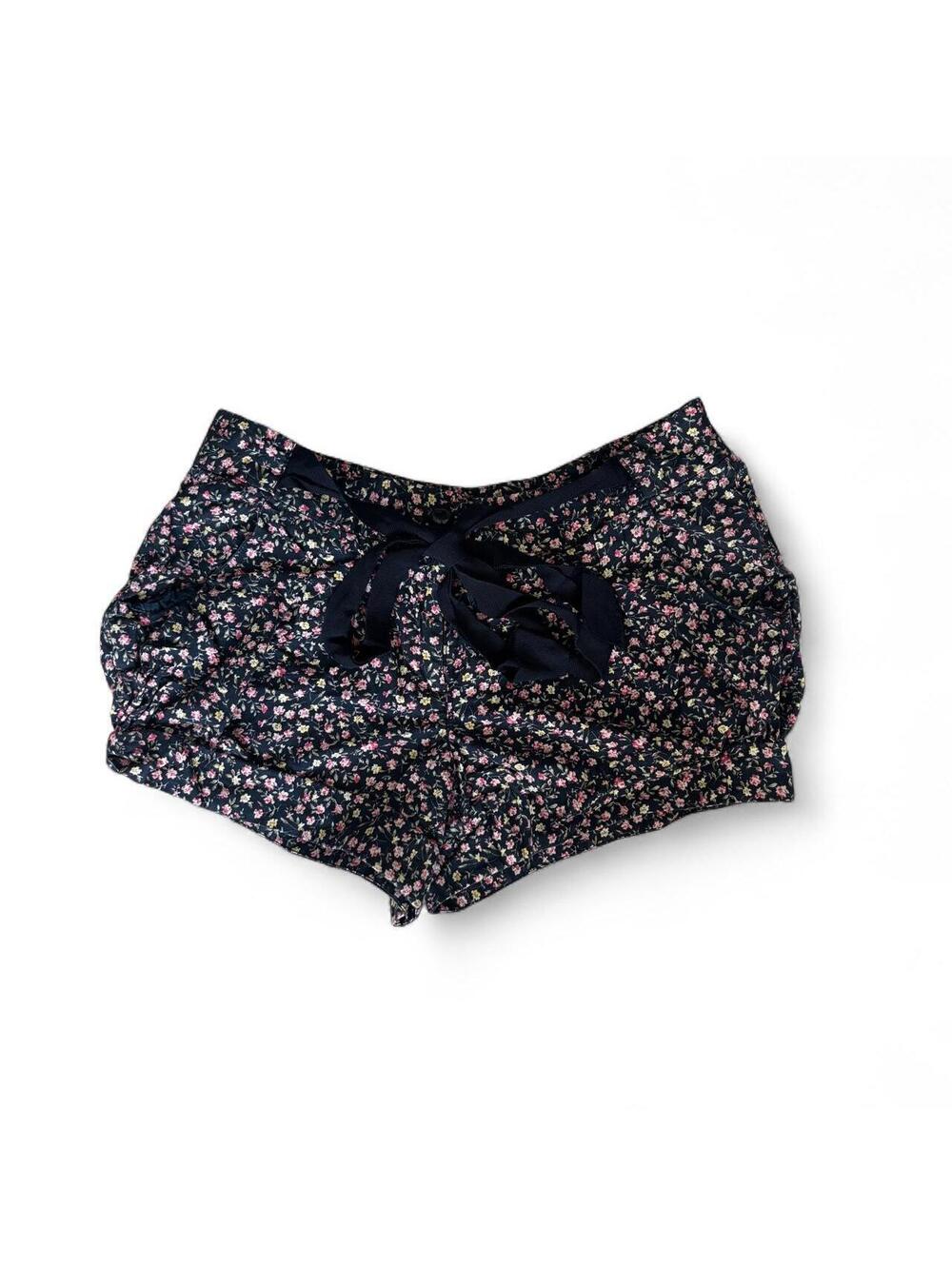 Topshop Floral Ribbon Tie Shorts Navy Ditsy Print High Waist